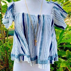 Rebellion In size m blue colored vertical stripes on the viscose material 23